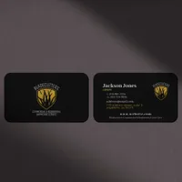 Lawn Mower Gold Grass Emblem Black Business Cards