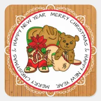 Country and Western Rustic Christmas   Square Sticker