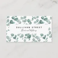 Modern Chic Eucalyptus Pattern Hair Makeup Business Card