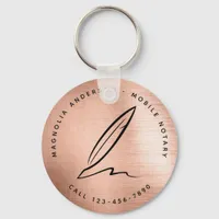 Chic Rose Gold Quill Mobile Notary Keychain