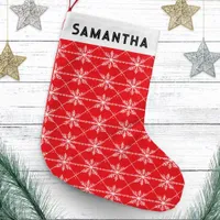 Festive Red Snowflake Pattern Modern Personalized Small Christmas Stocking