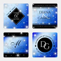 Elegant 67th Star Sapphire Wedding Anniversary Coaster Set