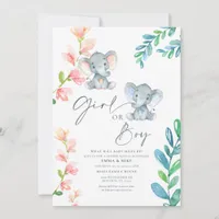 Girl or Boy Elephant Gender Reveal Invitation