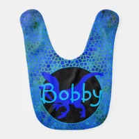 Personalized Blue Dinosaur Hide  Baby Bib