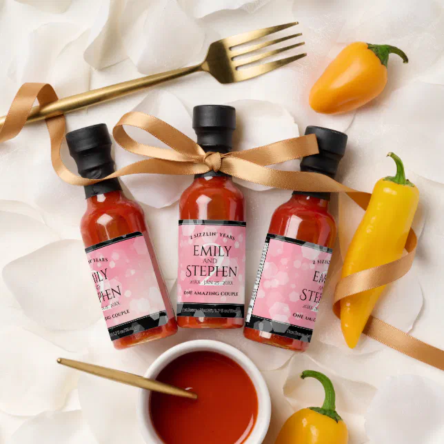 Elegant 2nd Rose Quartz Wedding Anniversary Hot Sauces