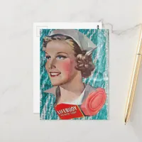 Lady Nurse with health soap from 1930s era collage Postcard
