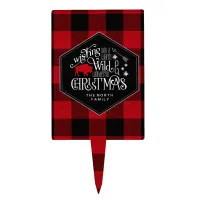 Wild Wonderful Christmas Red Buffalo Plaid ID604 Cake Topper