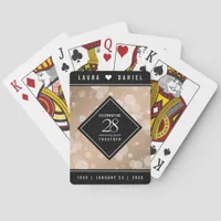 Elegant 28th Linen Wedding Anniversary Celebration Poker Cards
