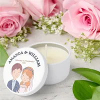 Simple, Cartoon-Iike Spouses Illustration Wedding  Mini Candle Favors