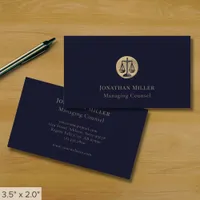 Professional Lawyer Business Card with Gold Emblem