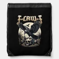Gothic Skull F-Caw-F Crow Adult Humor Graphic  Drawstring Bag
