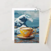 Coffee and the Wave at Sea Postcard