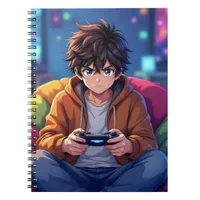 Anime Boy playing Video Game  Notebook