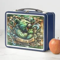 Collectible Colorful Bear Artwork on a Metal Lunch Box