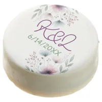 Botanical Purple and Green  Monogrammed Wedding Chocolate Covered Oreo