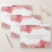 Pink And Gold Modern Art Liquid Watercolor Ink File Folder