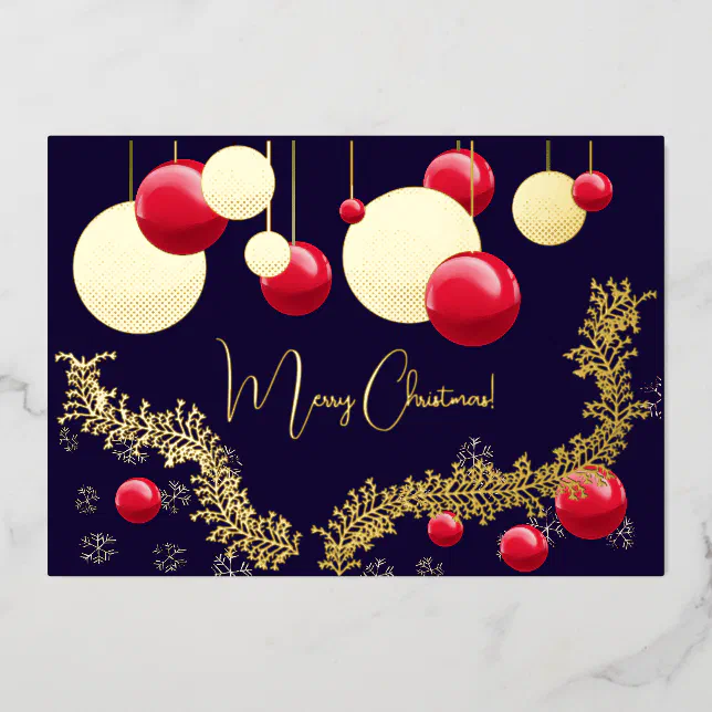 Merry Christmas, decorations, garlands, snowflakes Foil Invitation