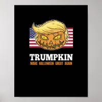 Trumpkin Halloween Pumpkin With Flag Scary Design  Poster