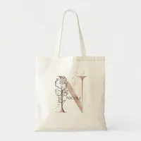 Monogram Initial Modern Letter N Boho Personalized Tote Bag
