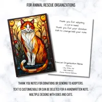 Stained Glass Cat Animal Rescue Organization Flat Thank You Card