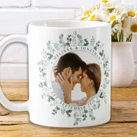 Modern Photo Eucalyptus Personalized Wedding Coffee Mug