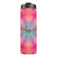 Monogram Name Colorful Blue Star Pattern | Thermal Tumbler