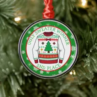 Second Place Ugly Sweater Winner Christmas Metal Ornament