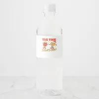 Tis The Season Christmas Retro Characters Water Bottle Label