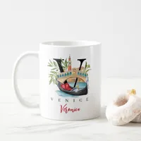 Venice Italy Monogram Letter V Personalized Gift Coffee Mug