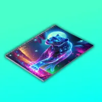 Moon and Panther Holographic Neon Colorful | Notebook