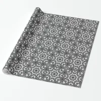 v1. Black White Geometric Web Star giftwrap paper