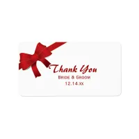 Red Bows Winter Wedding Thank You Favor Tags