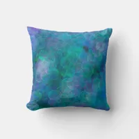 Blue Bokeh Abstract Digital Art Throw Pillow