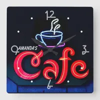 Coffeehouse Neon Light Home Personalized Bar Clock