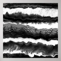 Black and White Abstract Modern Illusion Art  Poster