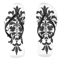 Elegant Vintage Black and White Damask  Flip Flops