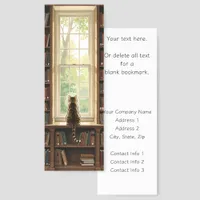 Tabby Cat at Library Window Business Promotional Bookmarks
