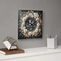 Timeless Elegance for First Anniversary Square Wall Clock