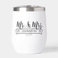 Newlywed Name Banner Mr & Mrs ID668 Thermal Wine Tumbler