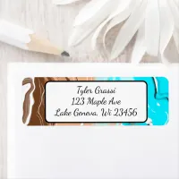 Blue, brown and tan Ocean Colors Marble Art   Label