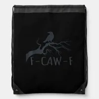 Crow F-Caw-F Retro Crow Drawstring Bag