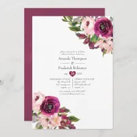 Marsala and Blush Floral Wedding Rehearsal Dinner Invitation