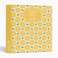 Lemon Slices Citrus Pattern Personalized Recipe 3 Ring Binder
