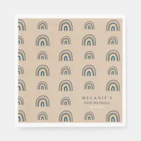 Boho Rainbow Beige Birthday  Napkins