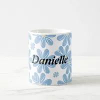 Blue Floral Pattern - Personalized Coffee Mug