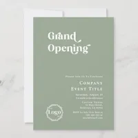 Boho Sage Green Chic Typography Grand Opening Invitation