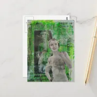 Retro Corsets Woman Mixed media collage Postcard