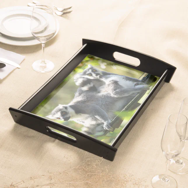 Funny Surprised Lemurs of Madagascar Serving Tray