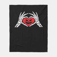 Skeleton Hands A Heart Spooky Halloween Fleece Blanket