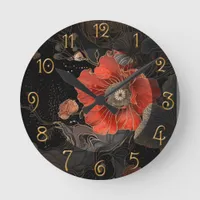 Celestial Poppies Round Clock